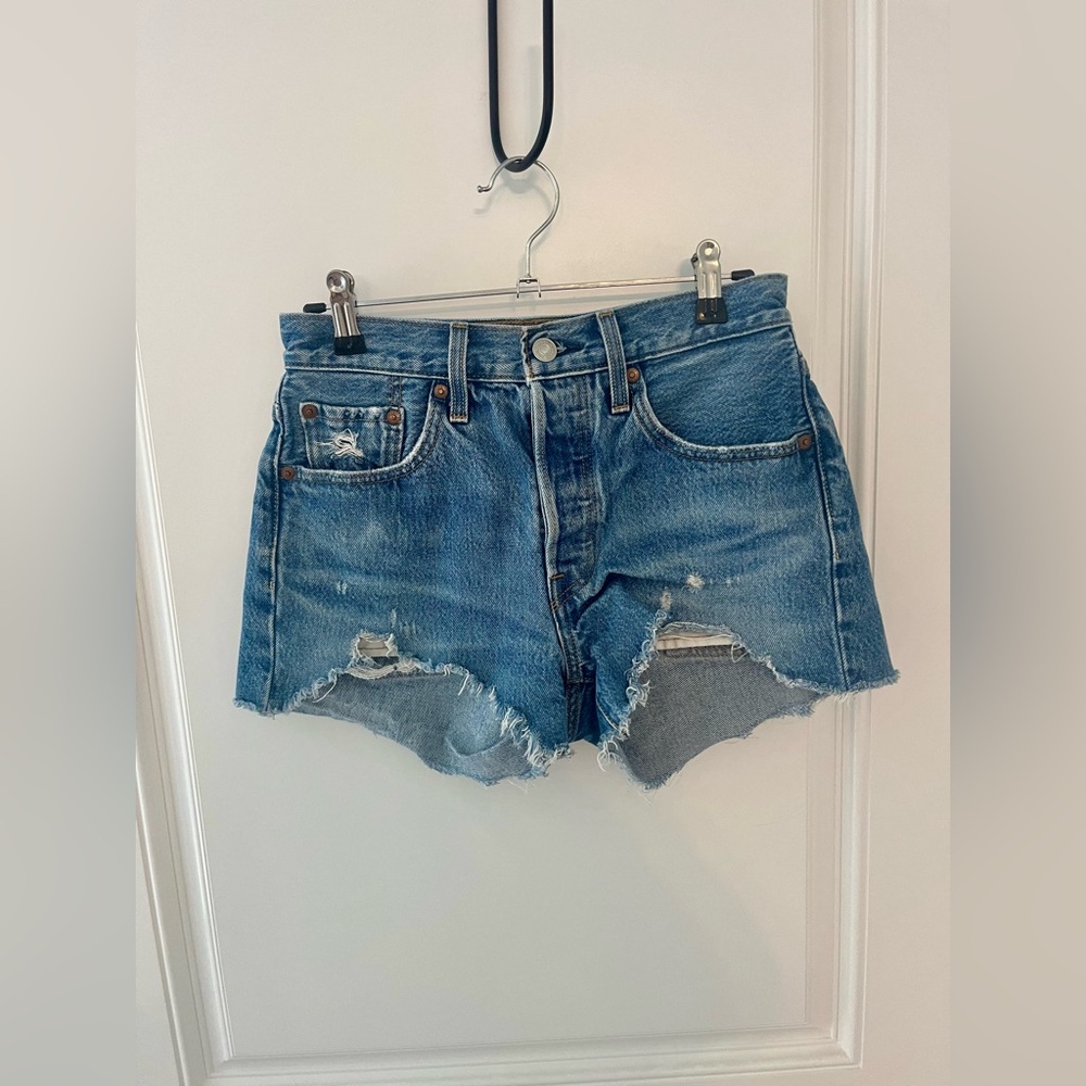 Levi’s 501 Blue Distressed Denim Women Shorts